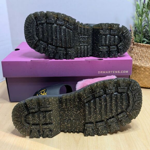 Dr. Martens Mattison Bratz Pink Faux Fur & Black Leather Strap Sandals UK 5 NIB - Picture 9 of 14
